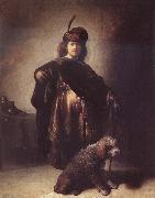 Rembrandt van rijn Self-Portrait with Dog France oil painting artist